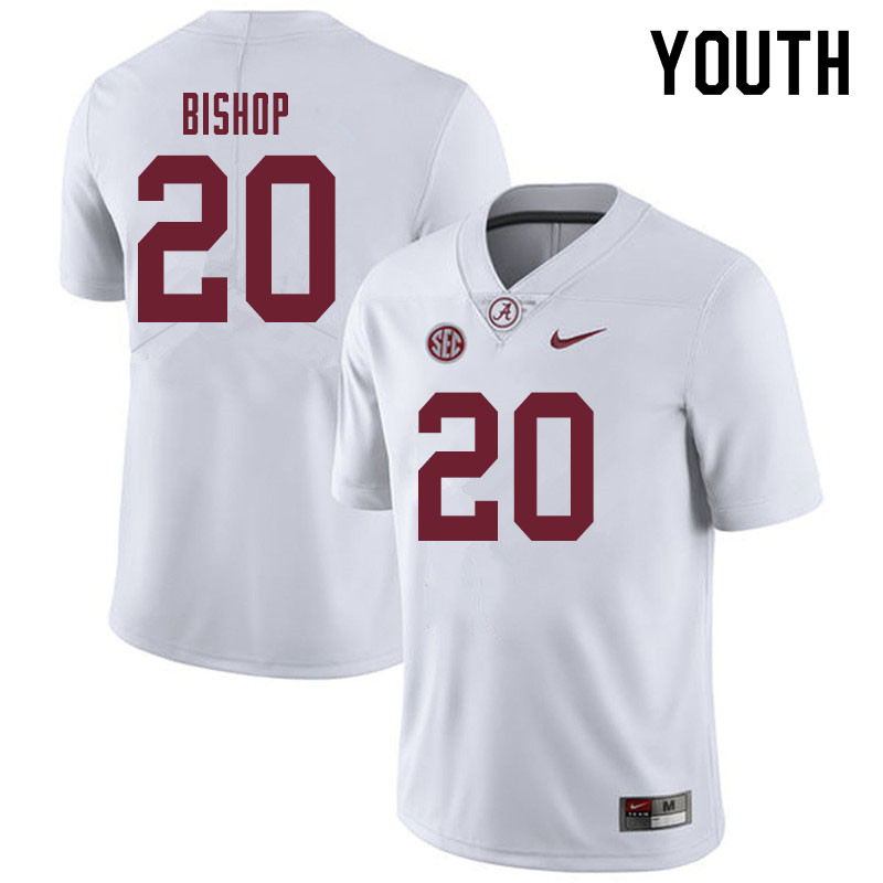 Youth #20 Cooper Bishop Alabama Crimson Tide College Football Jerseys Sale-White - Click Image to Close